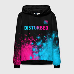 Мужская толстовка Disturbed - neon gradient: символ сверху