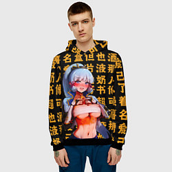 Толстовка-худи мужская Камисато Аяка - Геншин Импакт, цвет: 3D-черный — фото 2