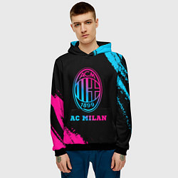 Толстовка-худи мужская AC Milan - neon gradient, цвет: 3D-черный — фото 2