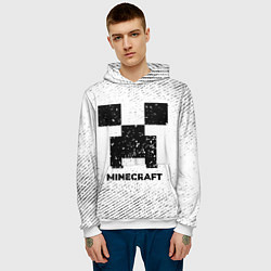 Толстовка-худи мужская Minecraft с потертостями на светлом фоне, цвет: 3D-белый — фото 2