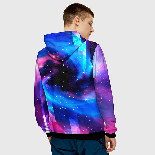 Мужская толстовка Free Fire неоновый космос / 3D-Черный – фото 4