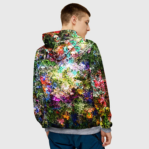 Мужская толстовка Цветы на черепах / 3D-Меланж – фото 4