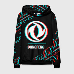 Мужская толстовка Значок Dongfeng в стиле glitch на темном фоне