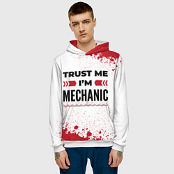 Толстовка-худи мужская Trust me Im mechanic white, цвет: 3D-белый — фото 2