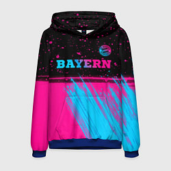 Толстовка-худи мужская Bayern - neon gradient: символ сверху, цвет: 3D-синий