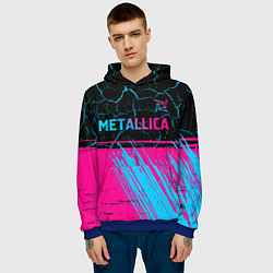 Толстовка-худи мужская Metallica - neon gradient: символ сверху, цвет: 3D-синий — фото 2