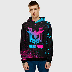 Толстовка-худи мужская Free Fire - neon gradient, цвет: 3D-черный — фото 2