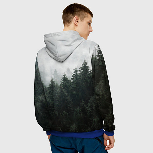 Мужская толстовка Туманный хвойный лес / 3D-Синий – фото 4