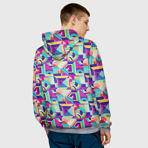 Мужская толстовка Геометрия абстрактный паттерн / 3D-Меланж – фото 4
