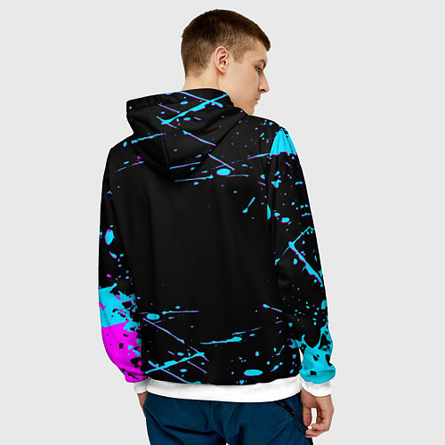 Мужская толстовка Stray - краска - neon / 3D-Белый – фото 4