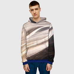 Толстовка-худи мужская Абстрактные волны и огни бесконечности, цвет: 3D-синий — фото 2