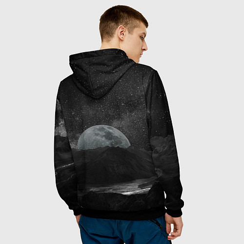 Мужская толстовка Огромная Луна / 3D-Черный – фото 4