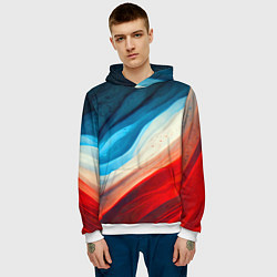 Толстовка-худи мужская Неоновые яркие волны, цвет: 3D-белый — фото 2