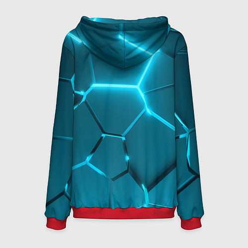 Мужская толстовка Ледяные неоновые геометрические плиты / 3D-Красный – фото 2