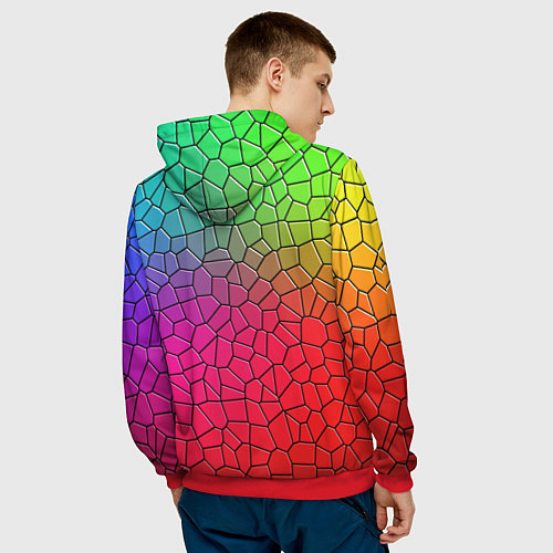 Мужская толстовка Разноцветное витражное стекло / 3D-Красный – фото 4