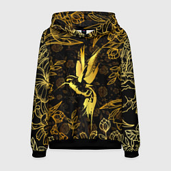 Толстовка-худи мужская Золотая колибри, цвет: 3D-черный