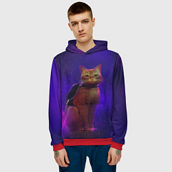 Толстовка-худи мужская Кот Stray, цвет: 3D-красный — фото 2
