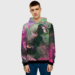 Толстовка-худи мужская Абстрактные краски и силуэты, цвет: 3D-черный — фото 2
