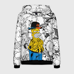 Толстовка-худи мужская Гомер Симпсон - ярый головорез!, цвет: 3D-черный