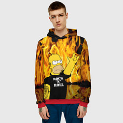 Толстовка-худи мужская Homer Simpson - Rock n Roll!, цвет: 3D-красный — фото 2
