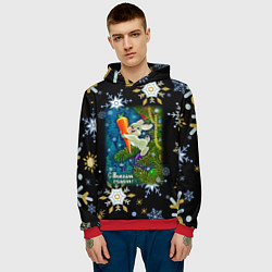 Толстовка-худи мужская Новый год зайчик с морковью, цвет: 3D-красный — фото 2