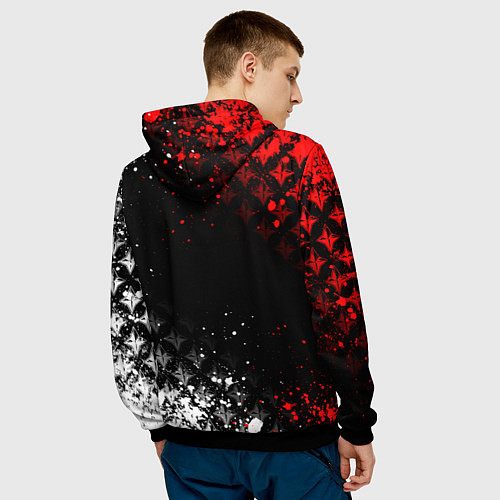 Мужская толстовка Куки шинобу - Мрачный Геншин / 3D-Черный – фото 4