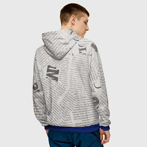 Мужская толстовка Белая газета / 3D-Синий – фото 4