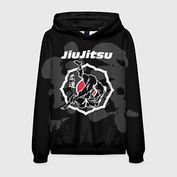 Толстовка-худи мужская Jiu-jitsu throw logo, цвет: 3D-черный