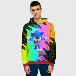 Толстовка-худи мужская Sonic neon, цвет: 3D-красный — фото 2