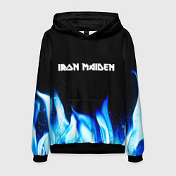 Толстовка-худи мужская Iron Maiden blue fire, цвет: 3D-черный