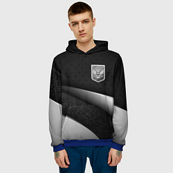 Толстовка-худи мужская Russia - black & white, цвет: 3D-синий — фото 2