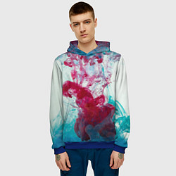 Толстовка-худи мужская Абстрактный красочный дым, цвет: 3D-синий — фото 2