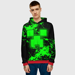 Толстовка-худи мужская Minecraft neon green, цвет: 3D-красный — фото 2