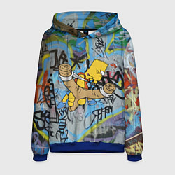 Мужская толстовка Целящийся из рогатки Барт Симпсон на фоне граффити