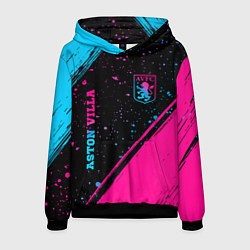 Толстовка-худи мужская Aston Villa - neon gradient: надпись, символ, цвет: 3D-черный