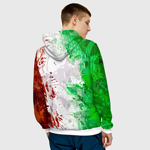 Мужская толстовка Флаг Италии - кляксы / 3D-Белый – фото 4