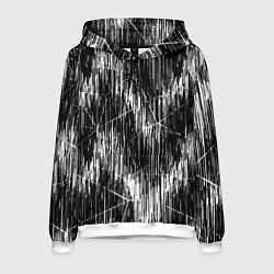 Толстовка-худи мужская Черно-белые штрихи, зигзаг, цвет: 3D-белый
