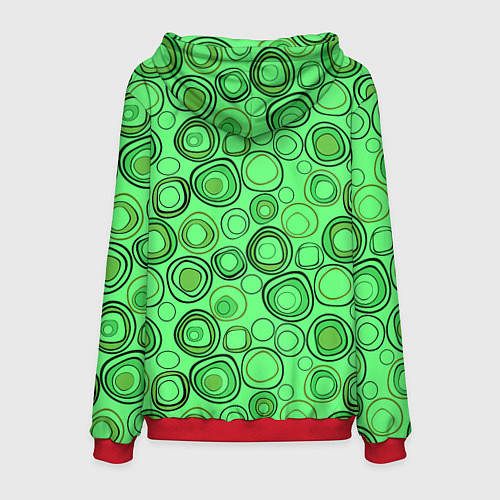 Мужская толстовка Ярко-зеленый неоновый абстрактный узор / 3D-Красный – фото 2