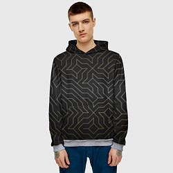 Толстовка-худи мужская Black gold - Узоры, цвет: 3D-меланж — фото 2