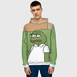 Толстовка-худи мужская Pepe Gomer прячется в кусты, цвет: 3D-белый — фото 2