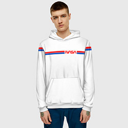 Толстовка-худи мужская Nasa - полосы, цвет: 3D-белый — фото 2