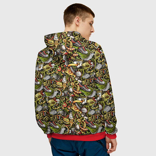 Мужская толстовка Футбольные бутсы и кубок / 3D-Красный – фото 4