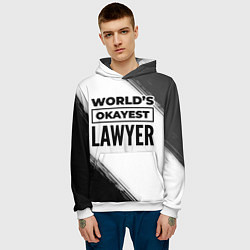 Толстовка-худи мужская Worlds okayest lawyer - white, цвет: 3D-белый — фото 2