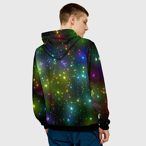 Мужская толстовка Маленькие неоновые звездочки / 3D-Черный – фото 4