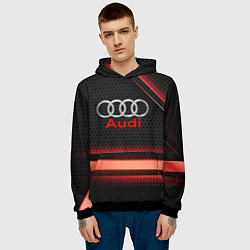 Толстовка-худи мужская Audi абстракция карбон, цвет: 3D-черный — фото 2