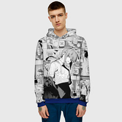 Толстовка-худи мужская Страницы манги - Макима - Человек бензопила, цвет: 3D-синий — фото 2