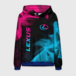 Толстовка-худи мужская Lexus - neon gradient: надпись, символ, цвет: 3D-синий