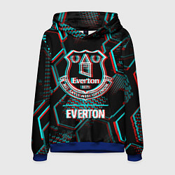 Мужская толстовка Everton FC в стиле glitch на темном фоне