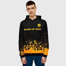 Толстовка-худи мужская Gears of War - gold gradient: символ сверху, цвет: 3D-черный — фото 2