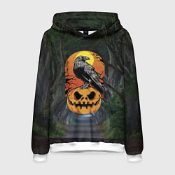 Мужская толстовка Ворон, сидящий на тыкве - Halloween